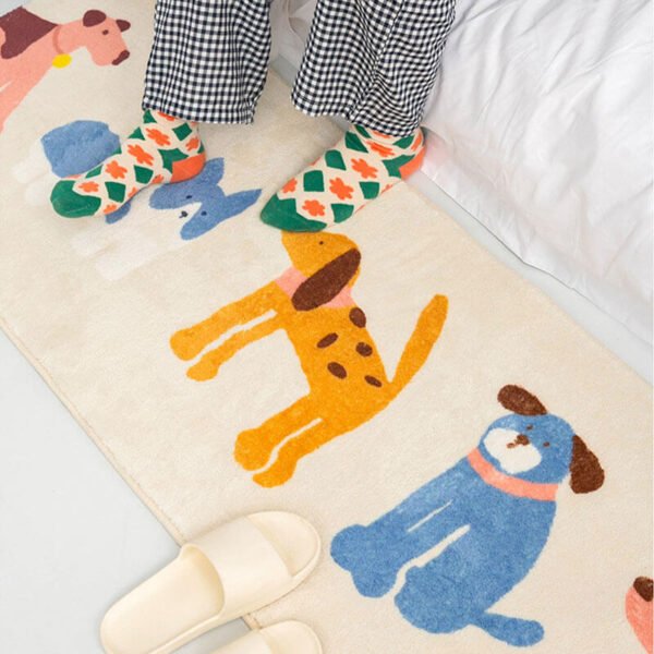 Adorable Cat & Dog Pattern Bedside Rug Pet Mat - Image 3